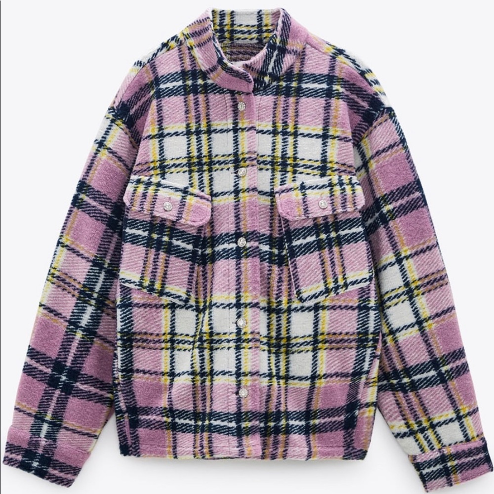 Wool blend plaid shirt